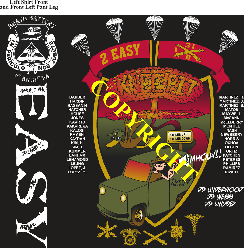 Platoon Items (2nd generation print) BRAVO 1st 31st EASY APR 2022