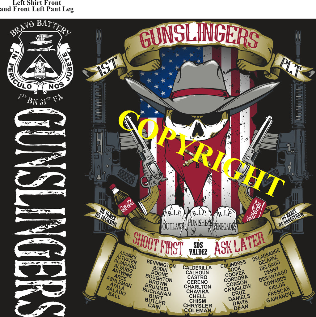 Platoon Shirts (2nd generation print) BRAVO 1st 31st GUNSLINGERS MAY 2020