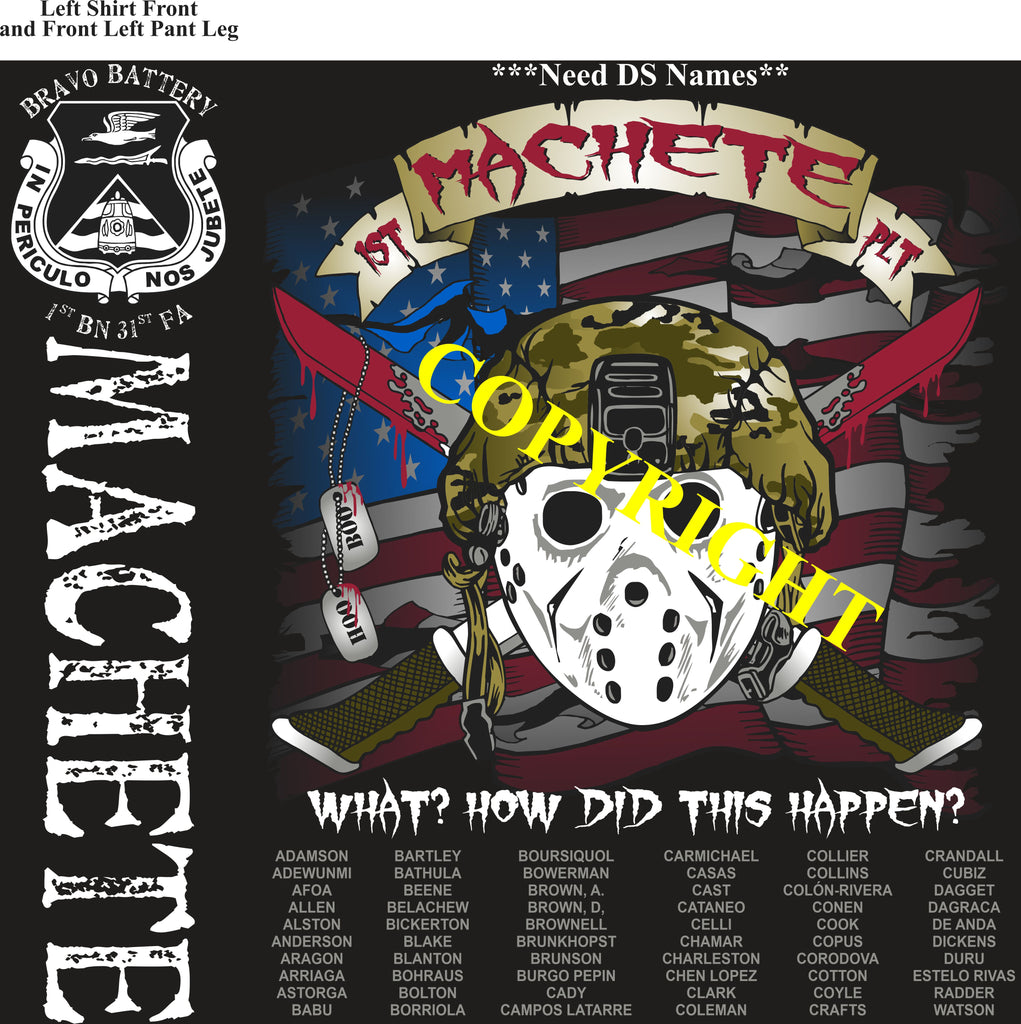 Platoon Shirts (2nd generation print) BRAVO 1st 31st MACHETE OCT 2021