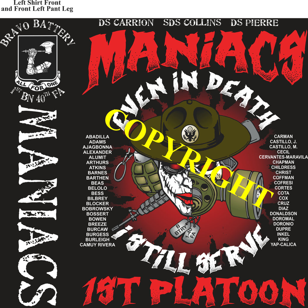 Platoon Items (2nd generation print) BRAVO 1st 40th MANIACS FEB 2022