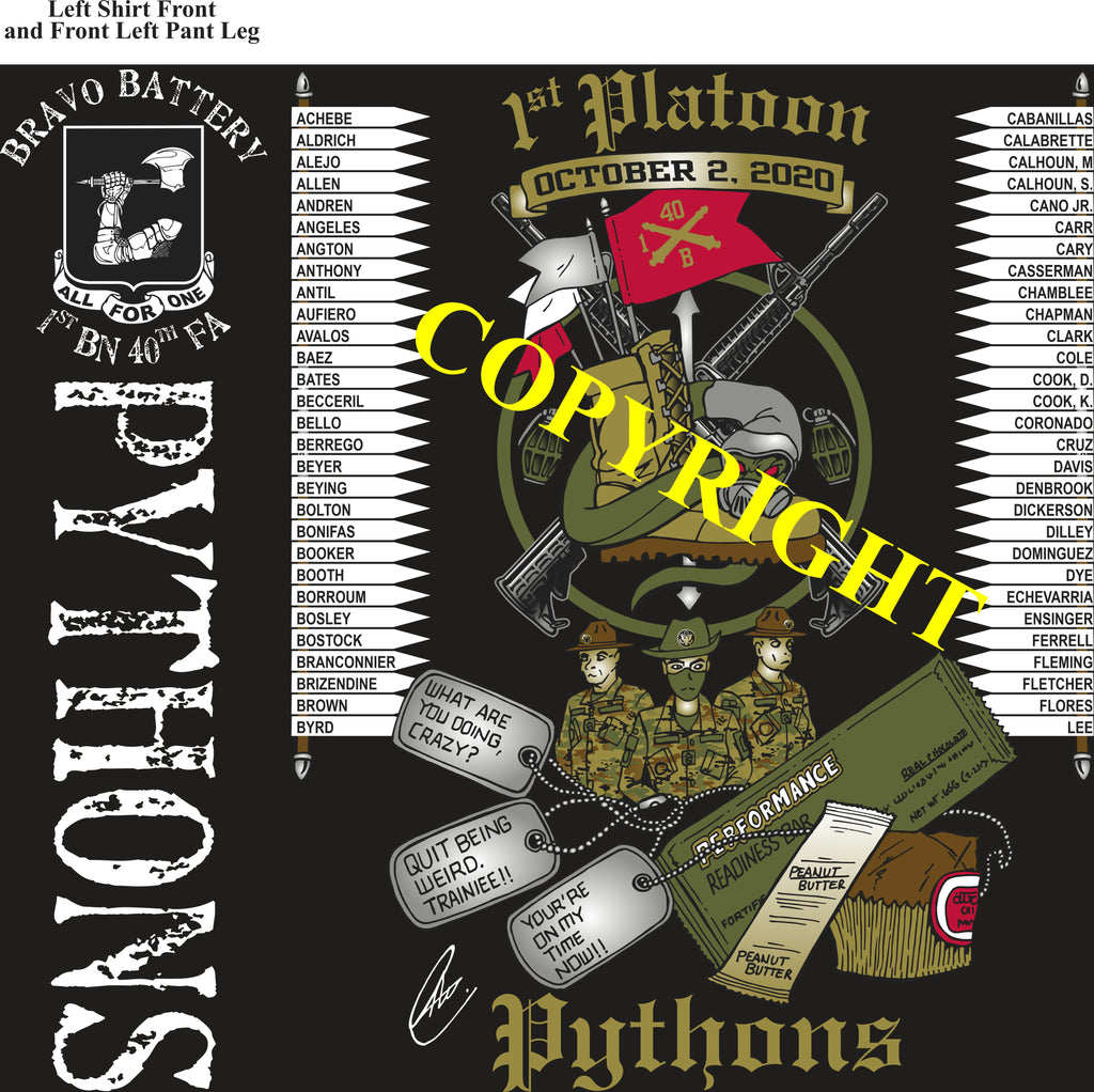Platoon Shirts (2nd generation print) BRAVO 1st 40th PYTHONS  OCT 2020