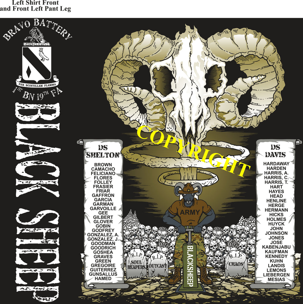 Platoon Shirts (2nd generation print) BRAVO 1st 19th BLACK SHEEP MAR 2019