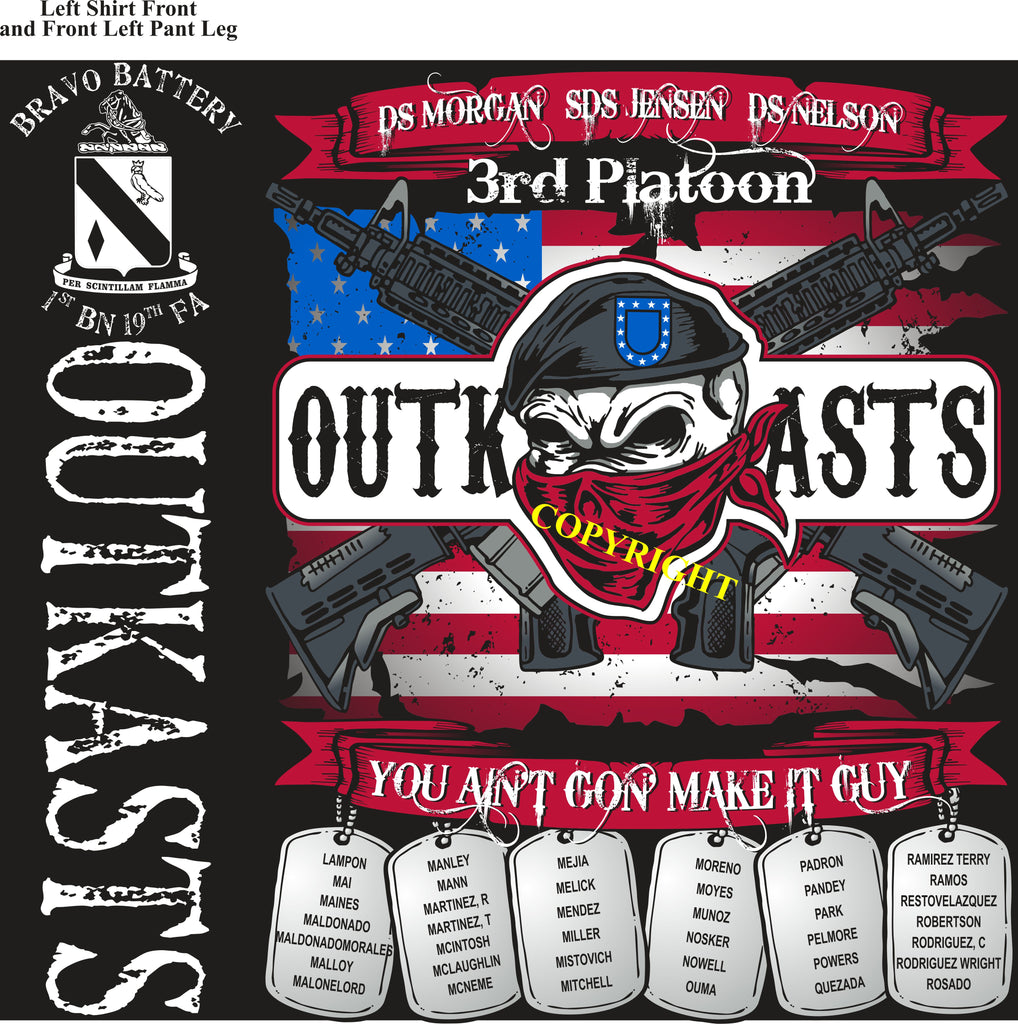 Platoon Shirts (2nd generation print) BRAVO 1st 19th OUTKASTS NOV 2018