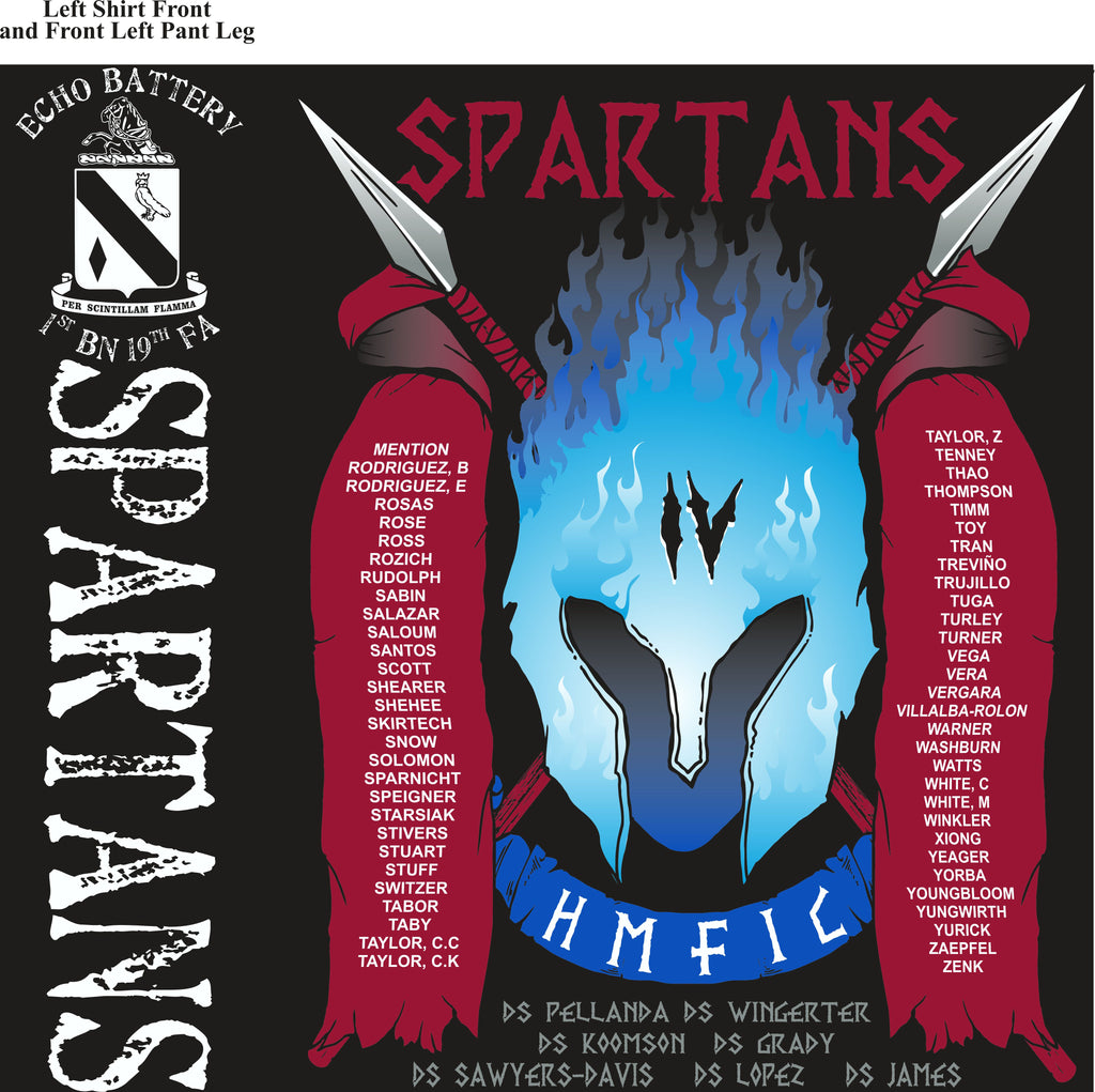 PLATOON SHIRTS (2ND GENERATION PRINT) ECHO 1st 19th SPARTANS AUG 2017