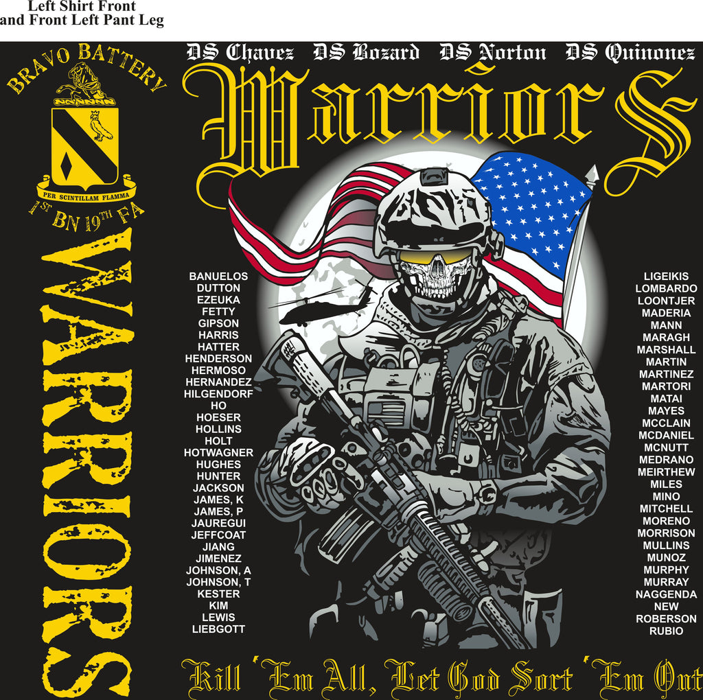 PLATOON SHIRTS (2nd generation print) BRAVO 1st 19th WARRIORS AUG 2016