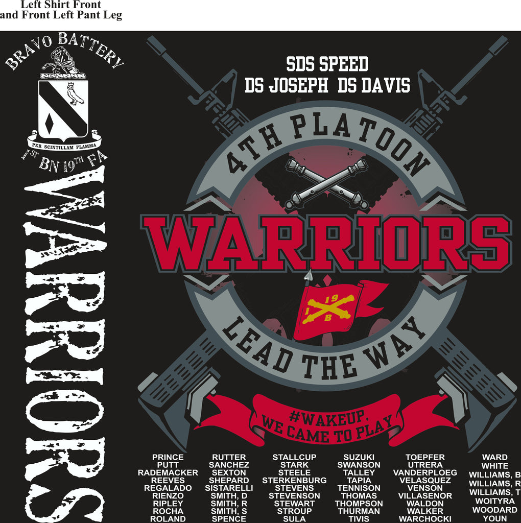 Platoon Shirts (2nd generation print) BRAVO 1ST 19TH WARRIORS MAR 2018