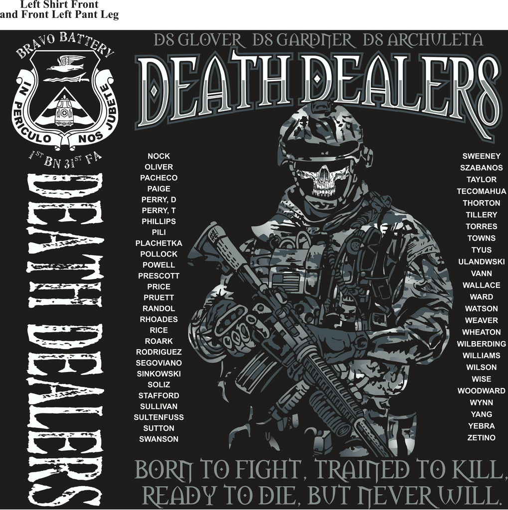 PLATOON SHIRTS (2nd generation print) BRAVO 1st 31st DEATH DEALERS DEC 2016