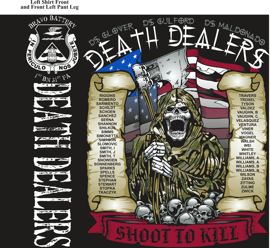 PLATOON SHIRTS (2nd generation print) BRAVO 1st 31st DEATH DEALERS JULY 2017