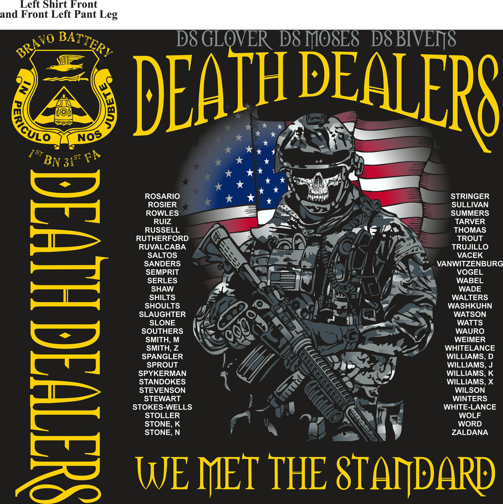 PLATOON SHIRTS (2nd generation print) BRAVO 1st 31st DEATH DEALERS SEPT 2016