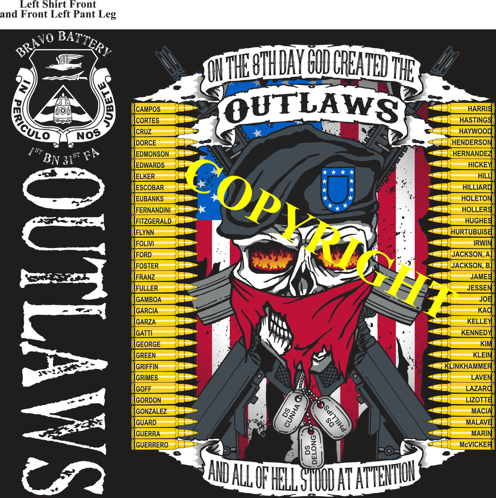 Platoon Shirts (2nd generation print) BRAVO 1st 31st OUTLAWS NOV 2019