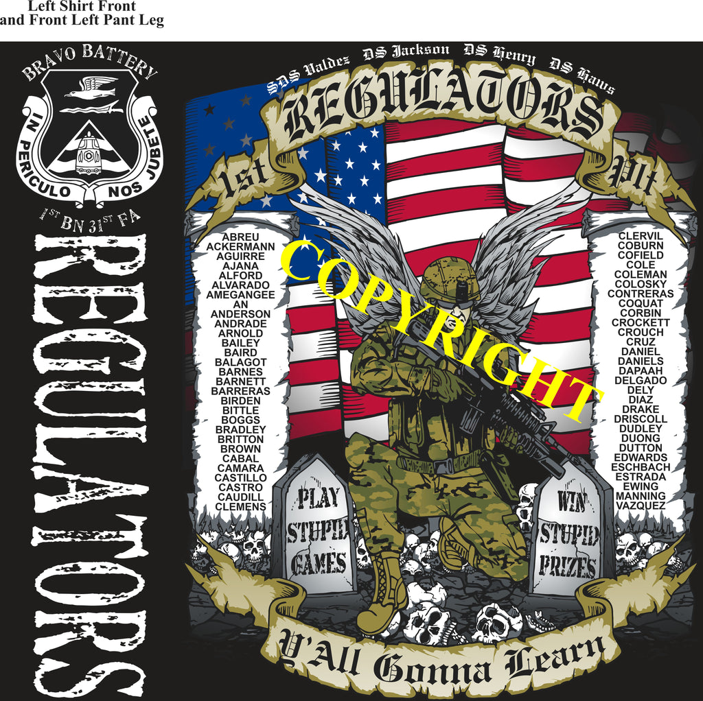 Platoon Shirts (2nd generation print) BRAVO 1st 31st REGULATORS FEB 2020