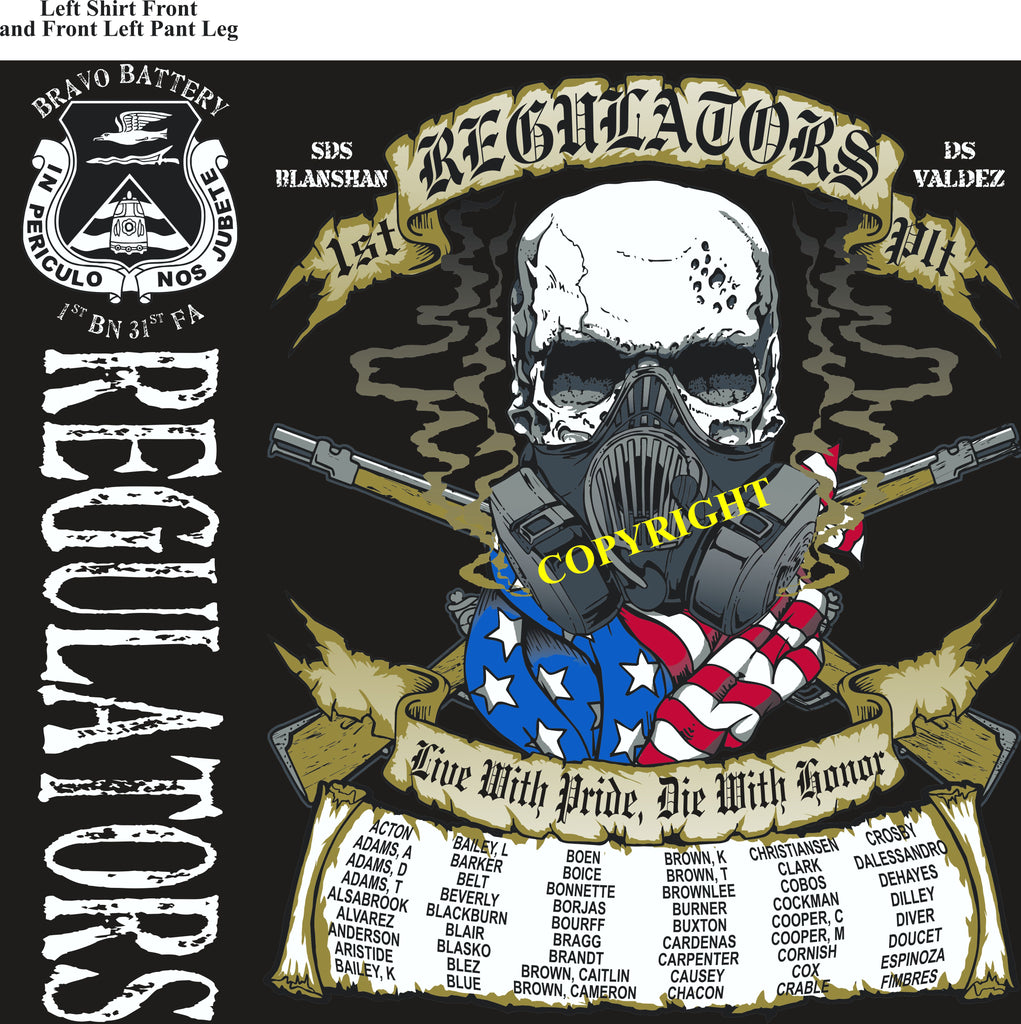 Platoon Shirts (2nd generation print) BRAVO 1st 31st REGULATORS OCT 2018