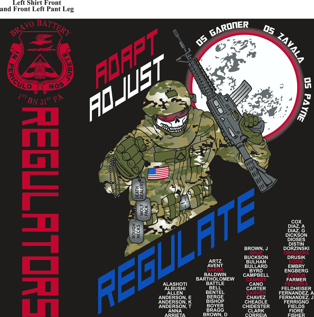 PLATOON SHIRTS (2nd generation print) BRAVO 1st 31st REGULATORS SEPT 2016