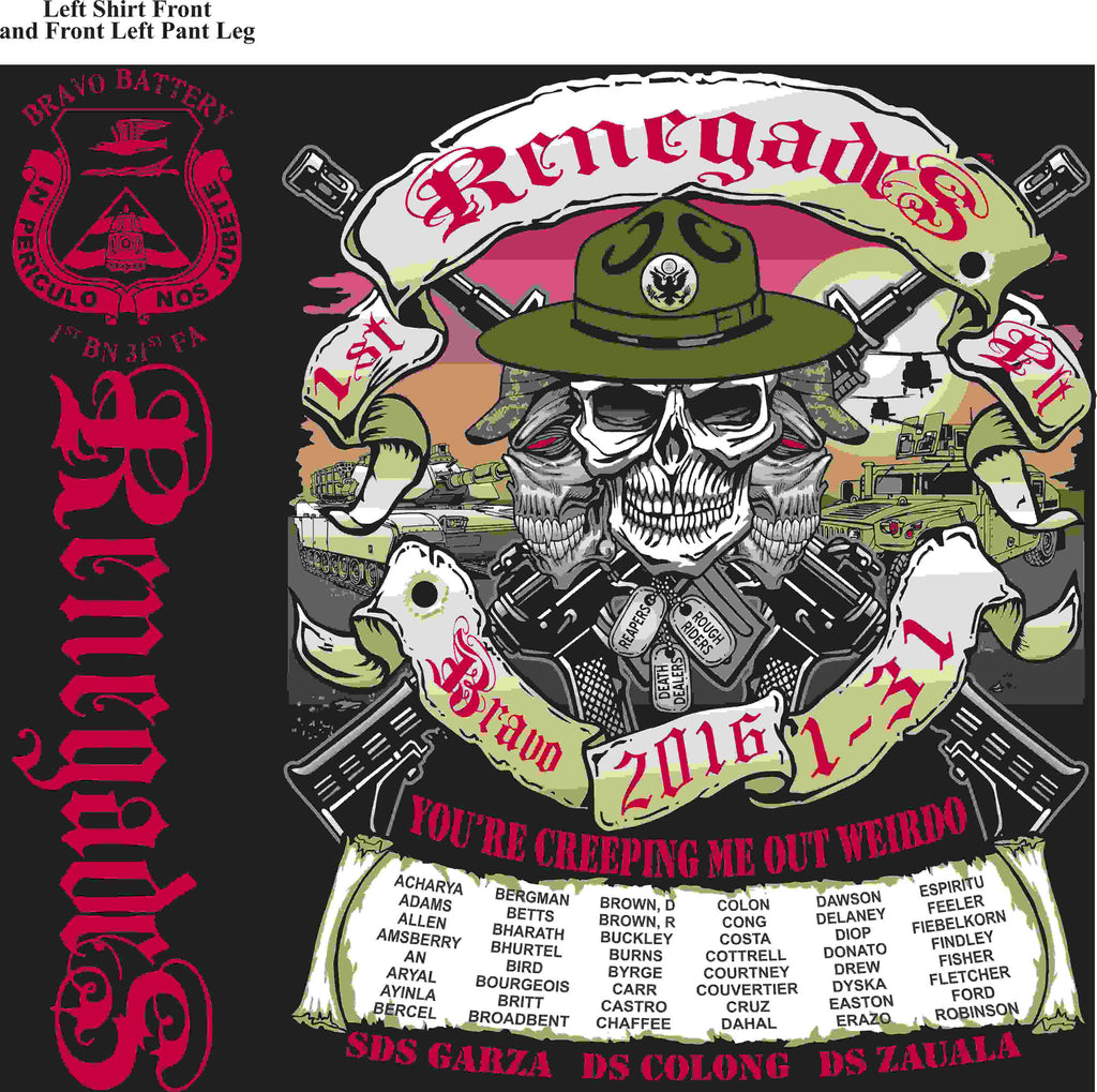 PLATOON SHIRTS (2nd generation print) BRAVO 1st 31st RENEGADES MAR 2016