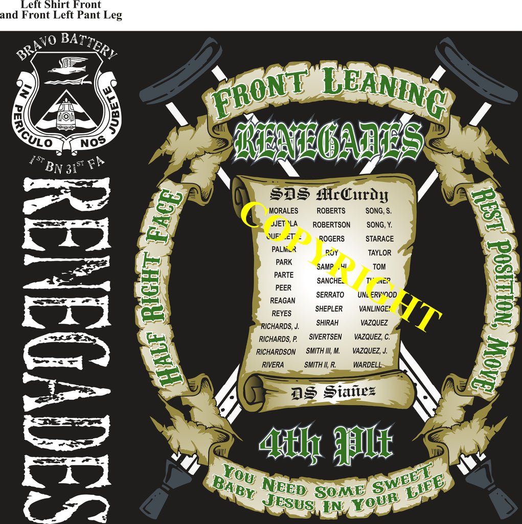 Platoon Shirts (2nd generation print) BRAVO 1st 31st RENEGADES MAY 2019