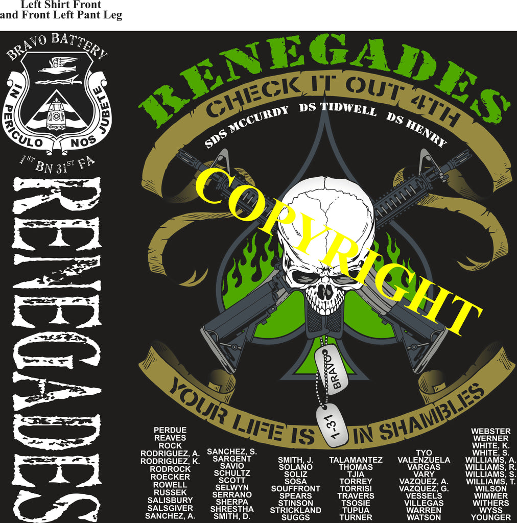 Platoon Shirts (2nd generation print) BRAVO 1st 31st RENEGADES NOV 2019