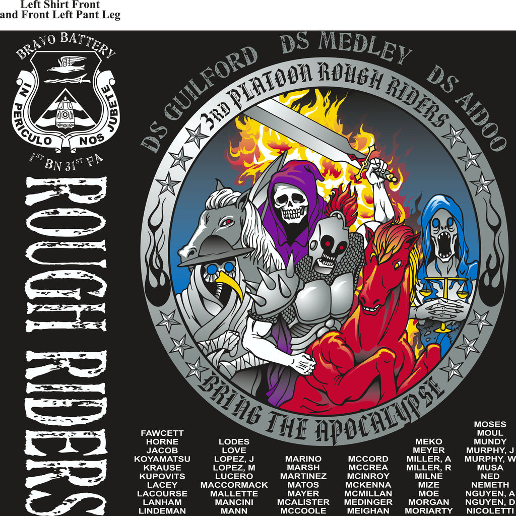 PLATOON SHIRTS (2nd generation print) BRAVO 1st 31st ROUGH RIDERS DEC 2016