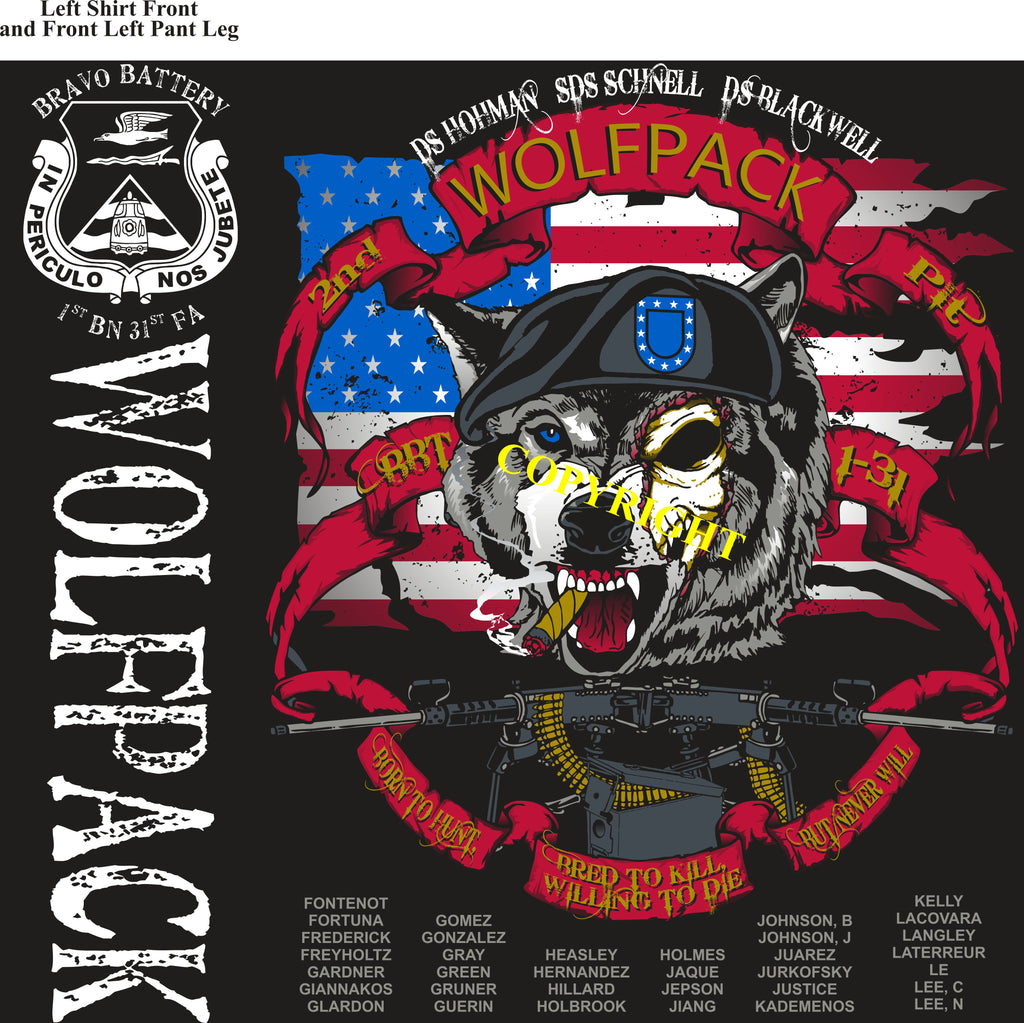 Platoon Shirts (2nd generation print) BRAVO 1st 31st WOLFPACK FEB 2019