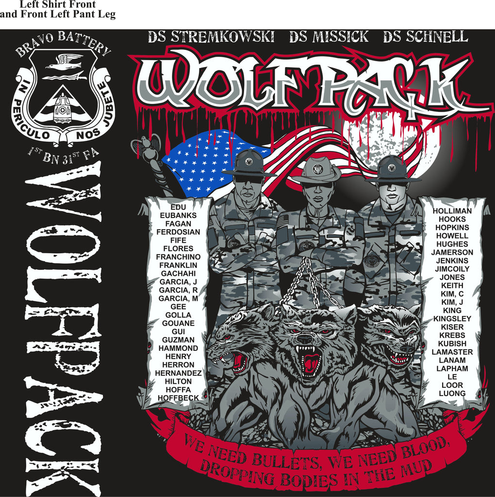 PLATOON SHIRTS (2nd generation print) BRAVO 1st 31st WOLFPACK JULY 2017