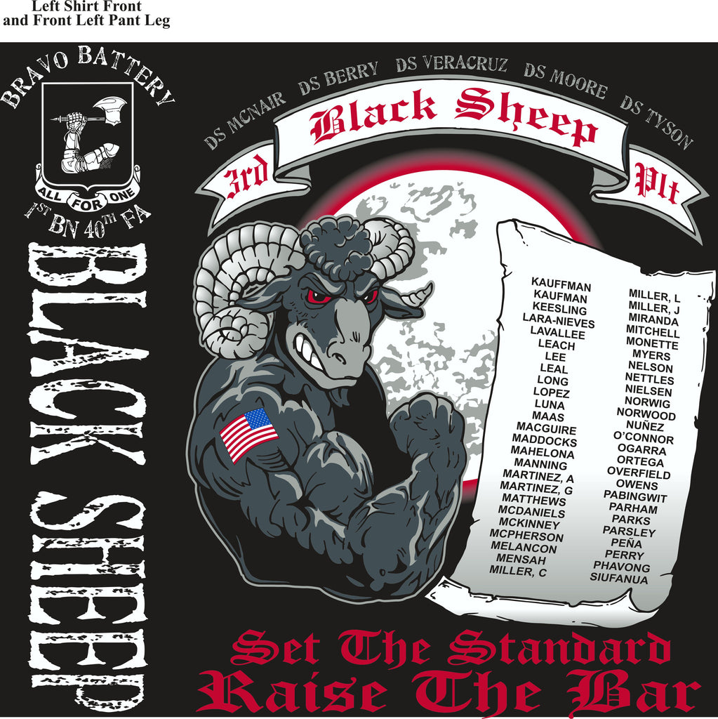 PLATOON SHIRTS (2nd generation print) BRAVO 1st 40th BLACK SHEEP JAN 2017