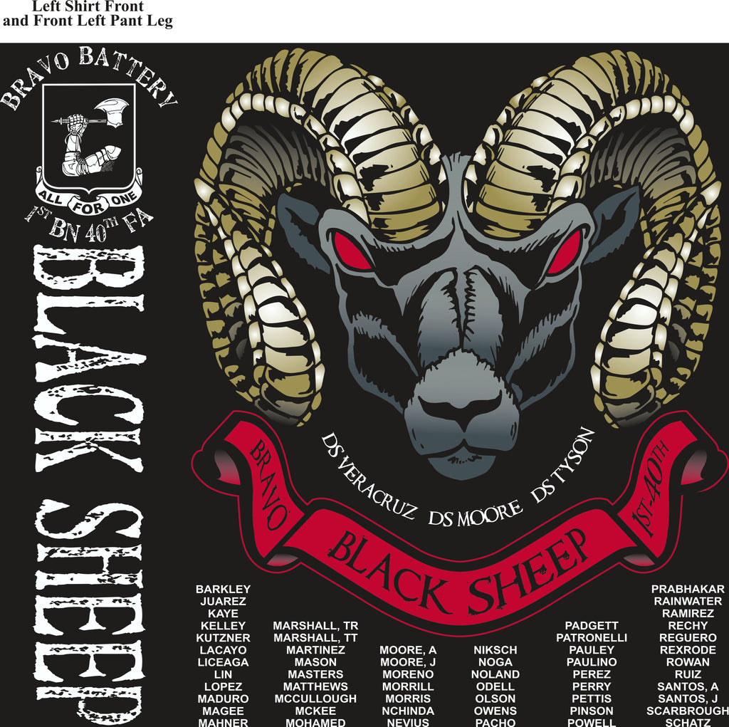 PLATOON SHIRTS (2nd generation print) BRAVO 1st 40th BLACK SHEEP JULY 2017