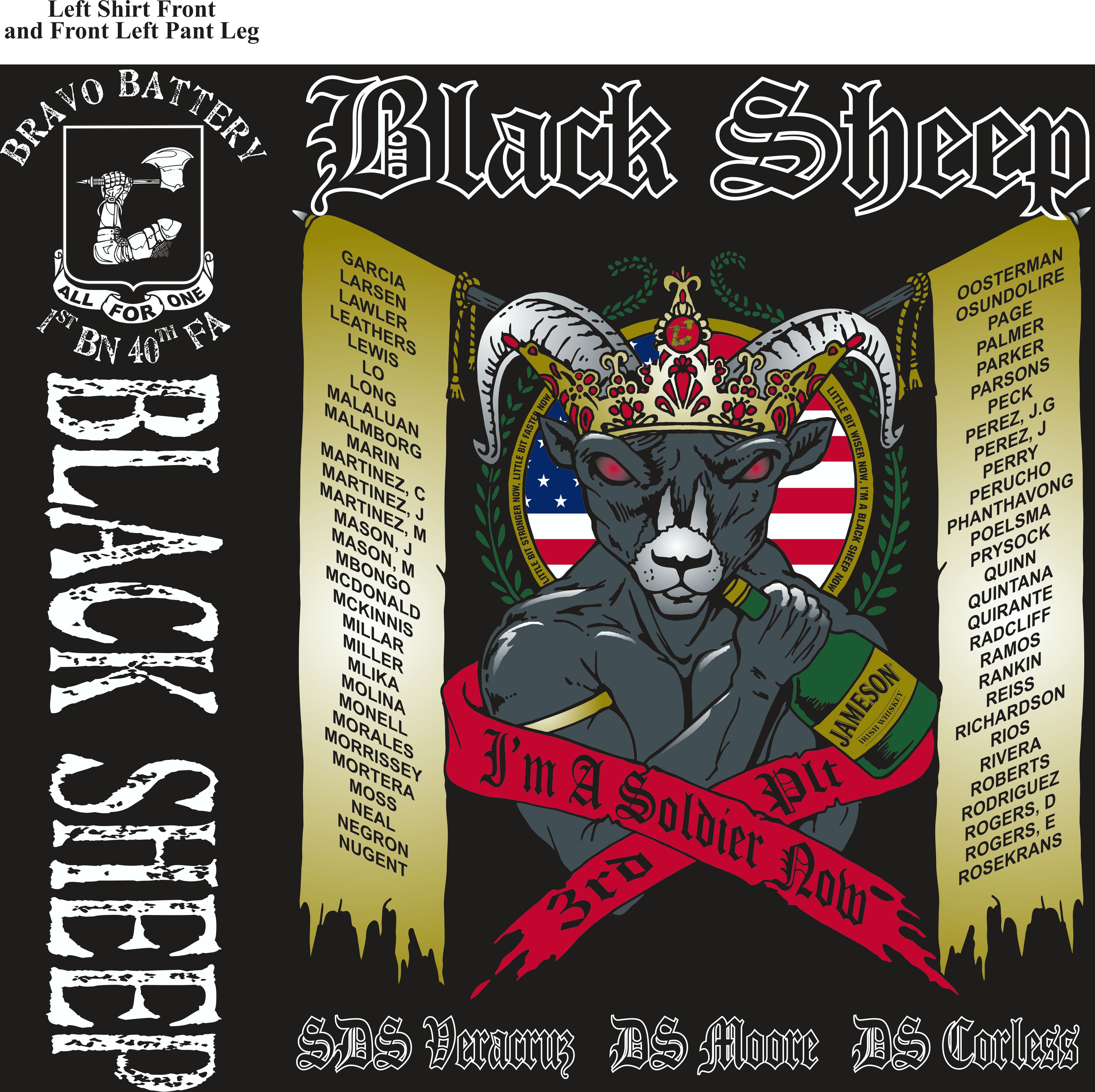 Platoon Shirts (2nd generation print) BRAVO 1ST 40TH BLACK SHEEP OCT 2017