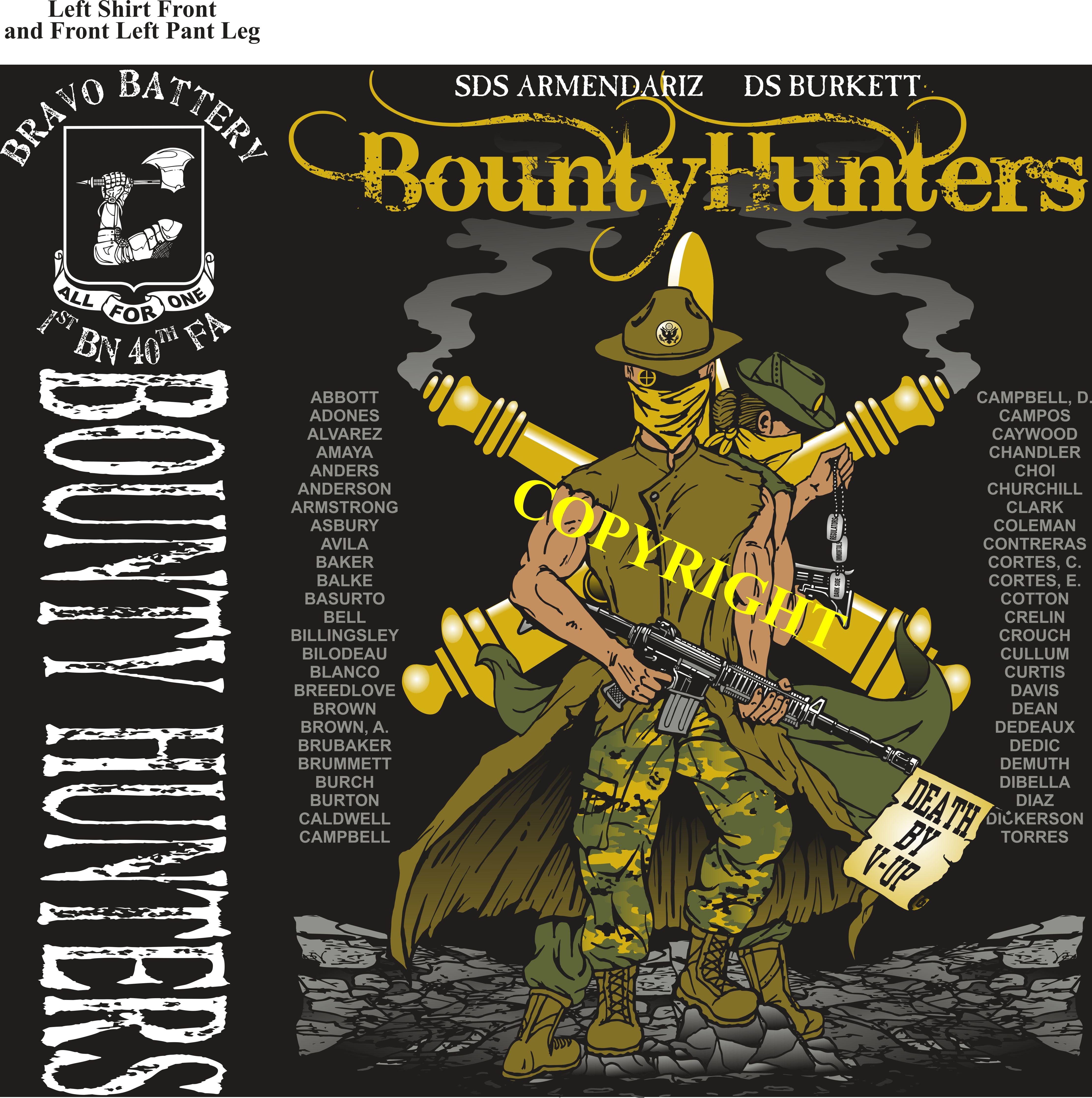 Platoon Shirts (2nd generation print) BRAVO 1st 40th BOUNTY HUNTERS FEB 2019