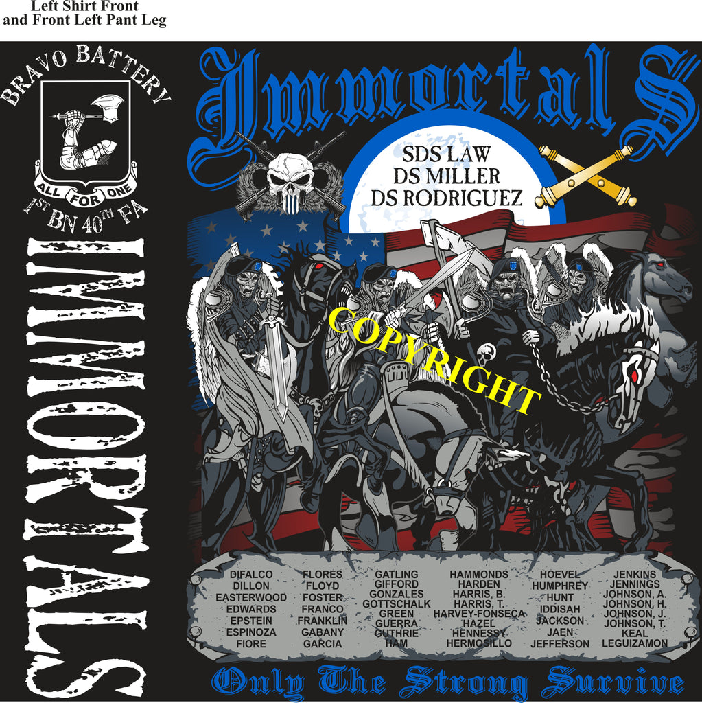 Platoon Shirts (2nd generation print) BRAVO 1st 40th IMMORTALS FEB 2019