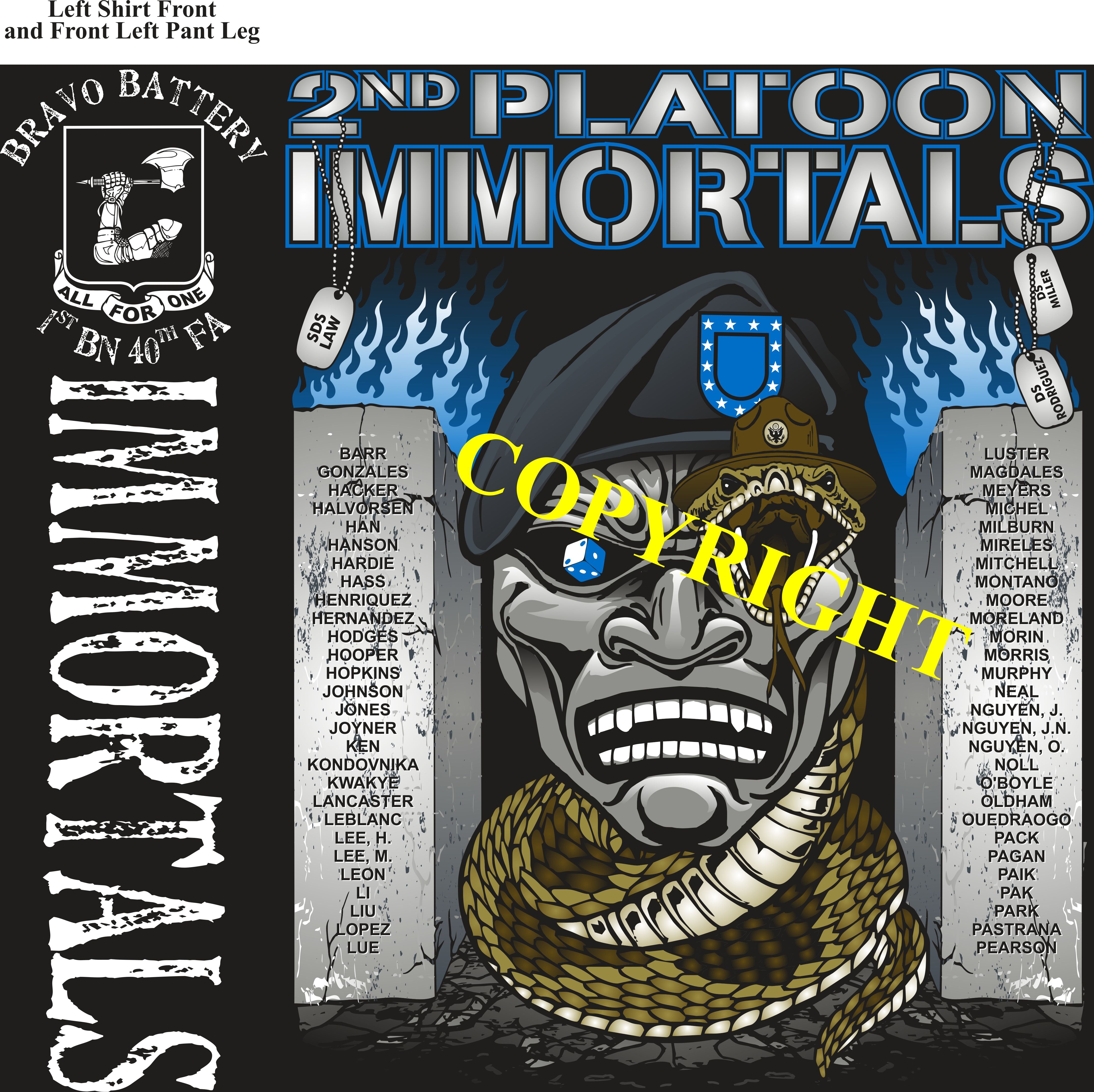 Platoon Shirts (2nd generation print) BRAVO 1st 40th IMMORTALS MAY 2019