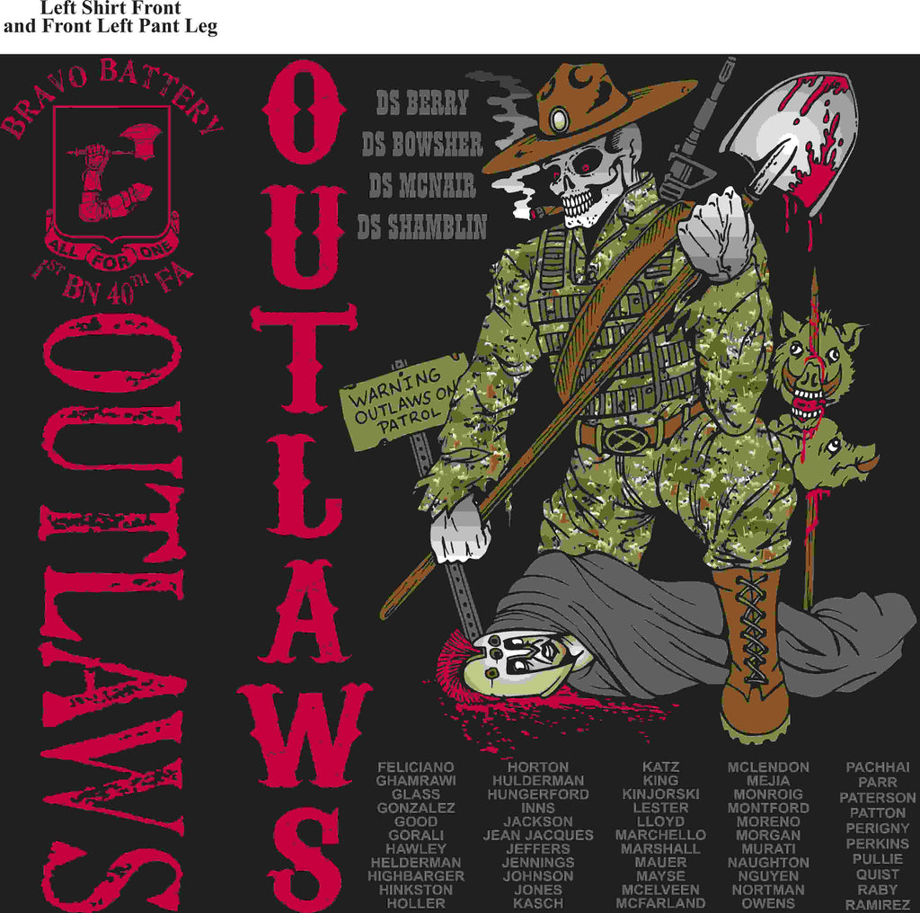 PLATOON SHIRTS (2nd generation print) BRAVO 1st 40th OUTLAWS  APR 2016