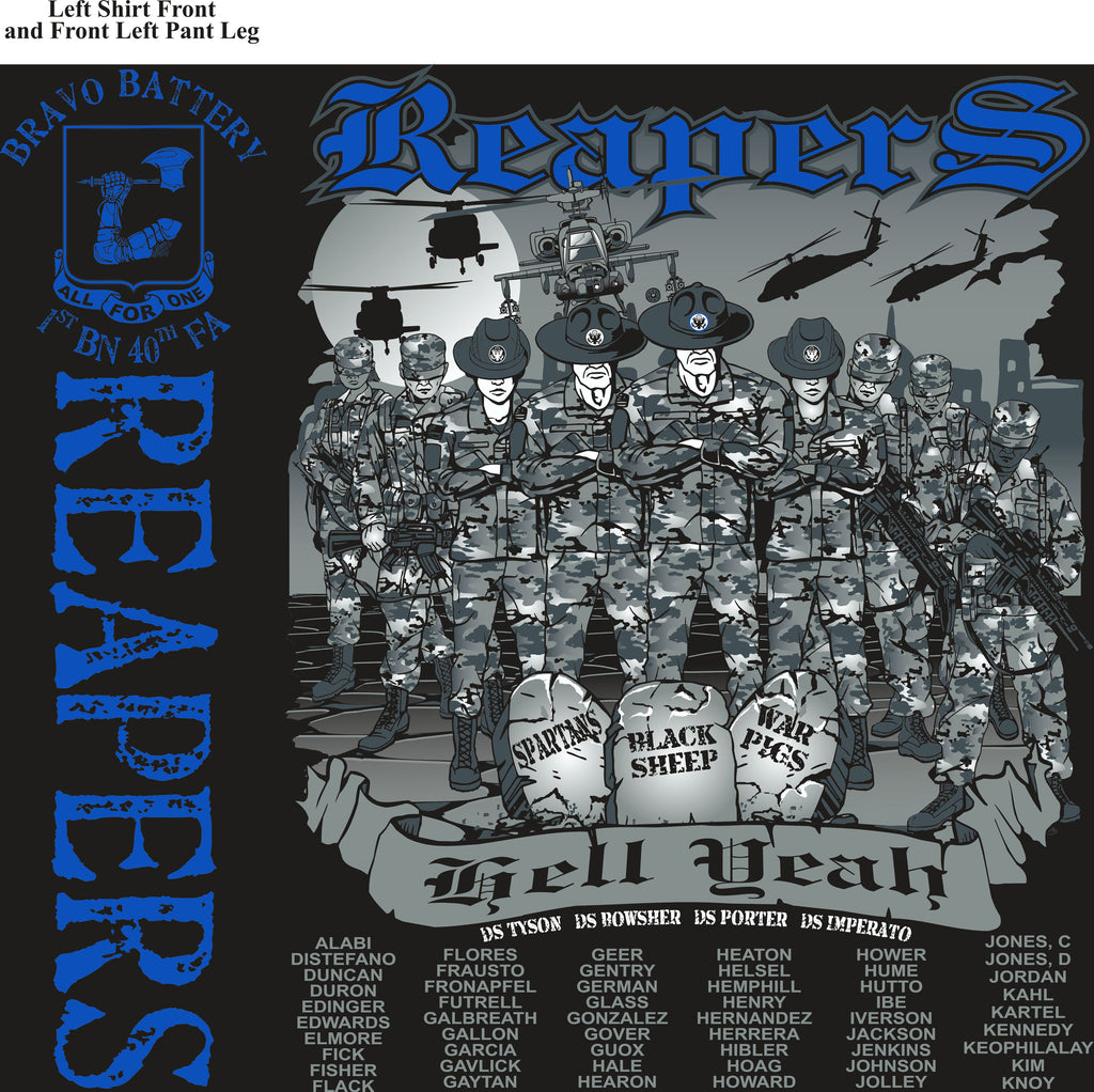 PLATOON SHIRTS (2nd generation print) BRAVO 1st 40th REAPERS OCT 2016