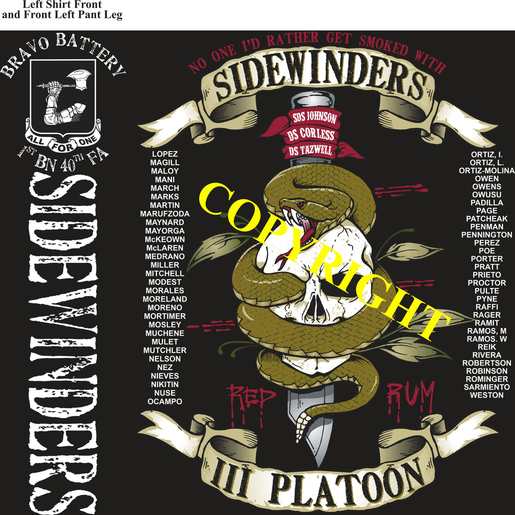Platoon Shirts (2nd generation print) BRAVO 1st 40th SIDEWINDERS MAR 2020