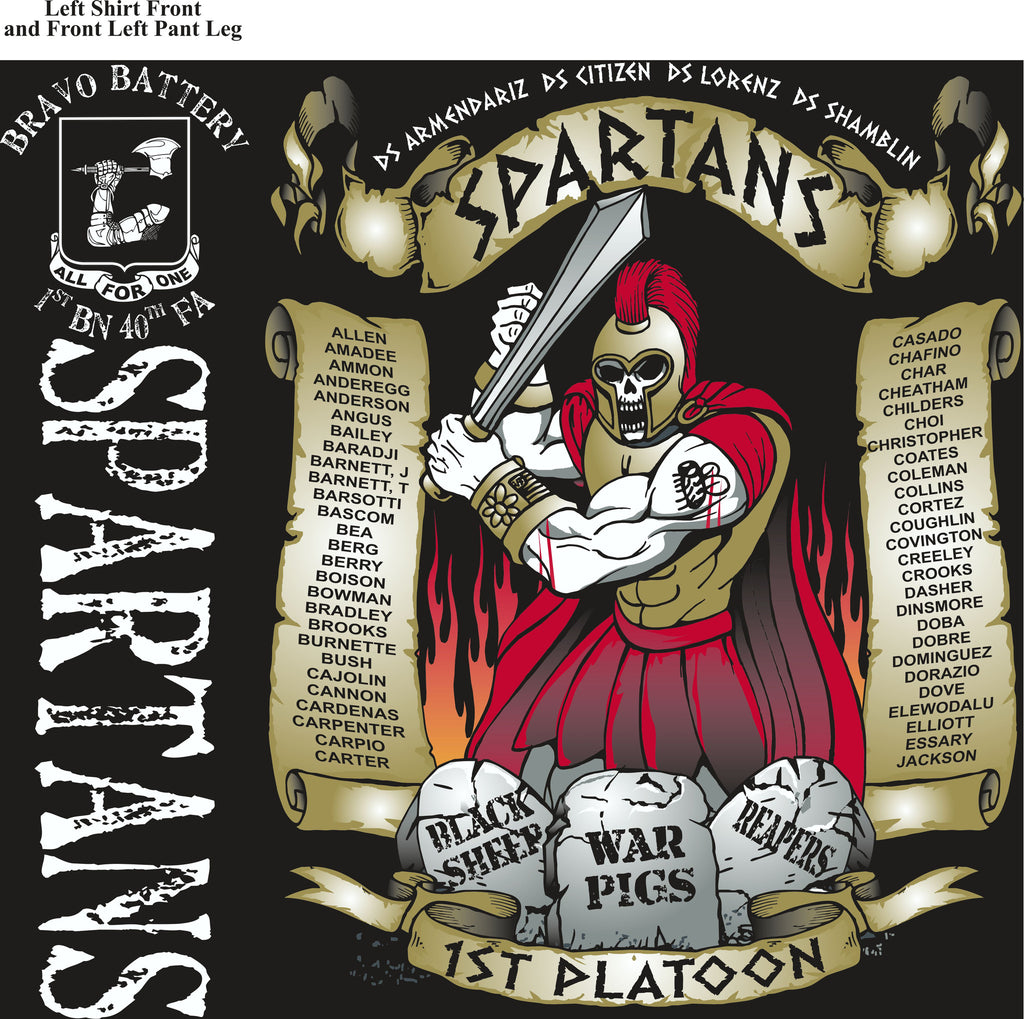 PLATOON SHIRTS (2nd generation print) BRAVO 1st 40th SPARTANS APR 2017