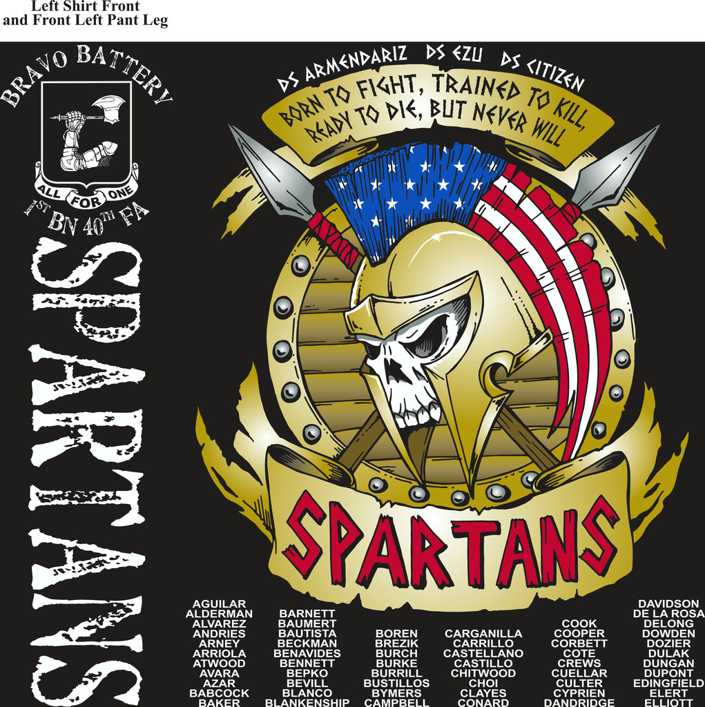 Platoon Shirts (2nd generation print) BRAVO 1ST 40TH SPARTANS OCT 2017