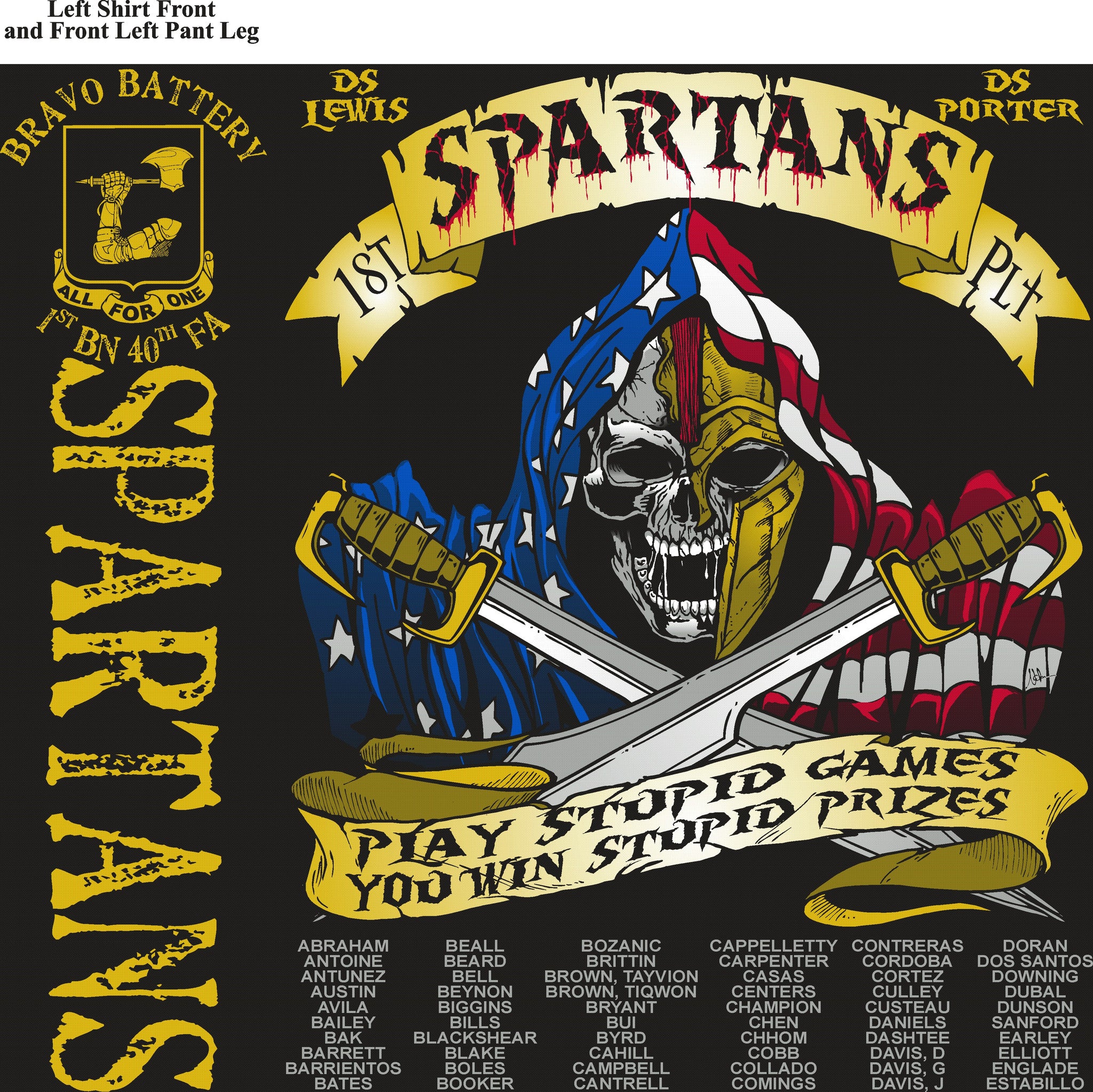 Platoon Shirts BRAVO 1st 40th SPARTANS SEPT 2015