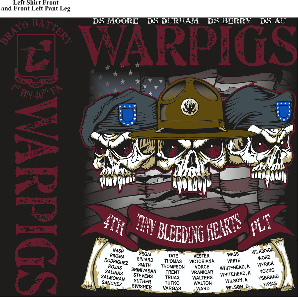 PLATOON SHIRTS (2nd generation print) BRAVO 1st 40th WARPIGS JULY 2016