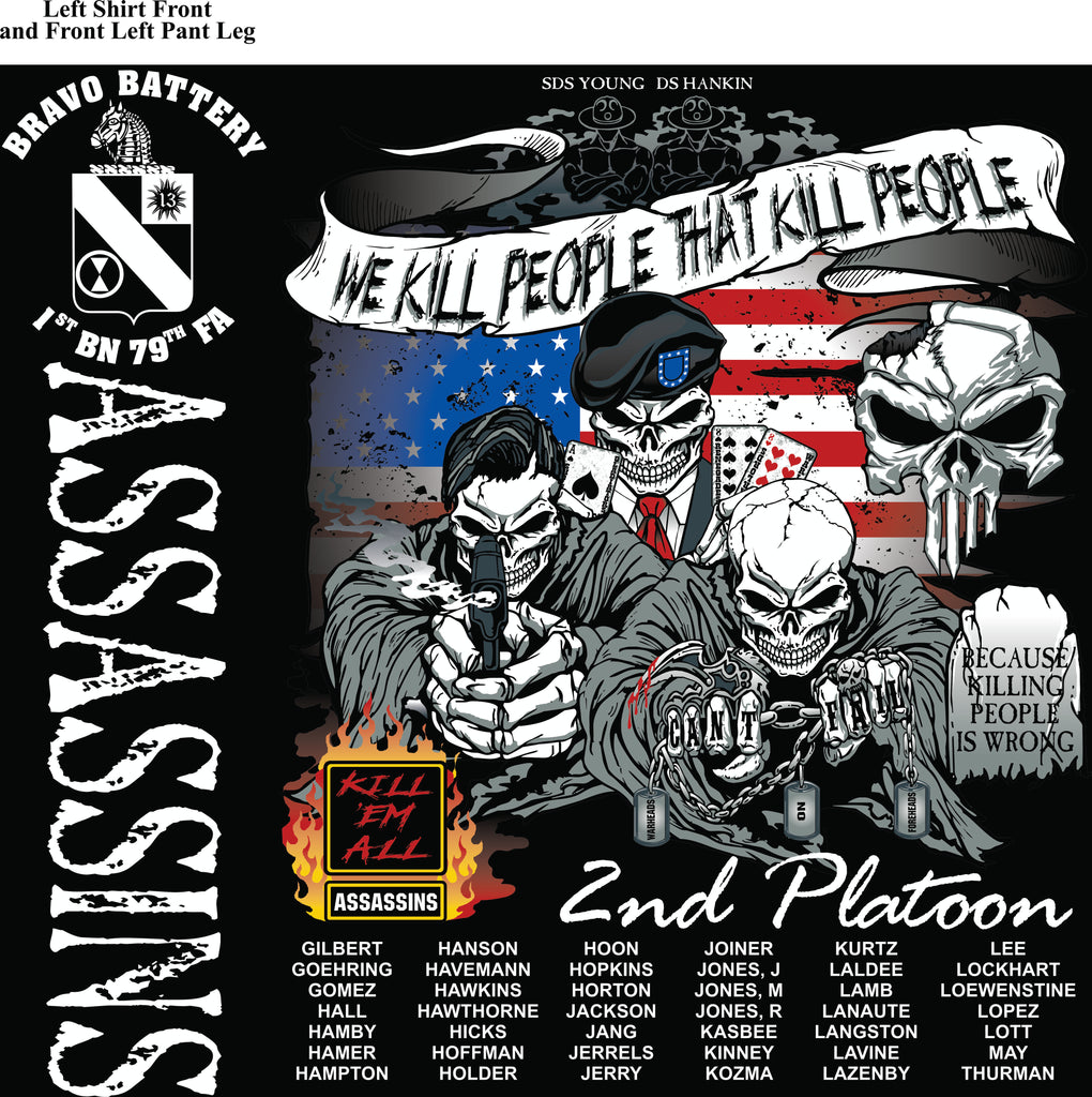 Platoon Shirts (2nd generation print) BRAVO 1st 79th ASSASSINS SEPT 2018