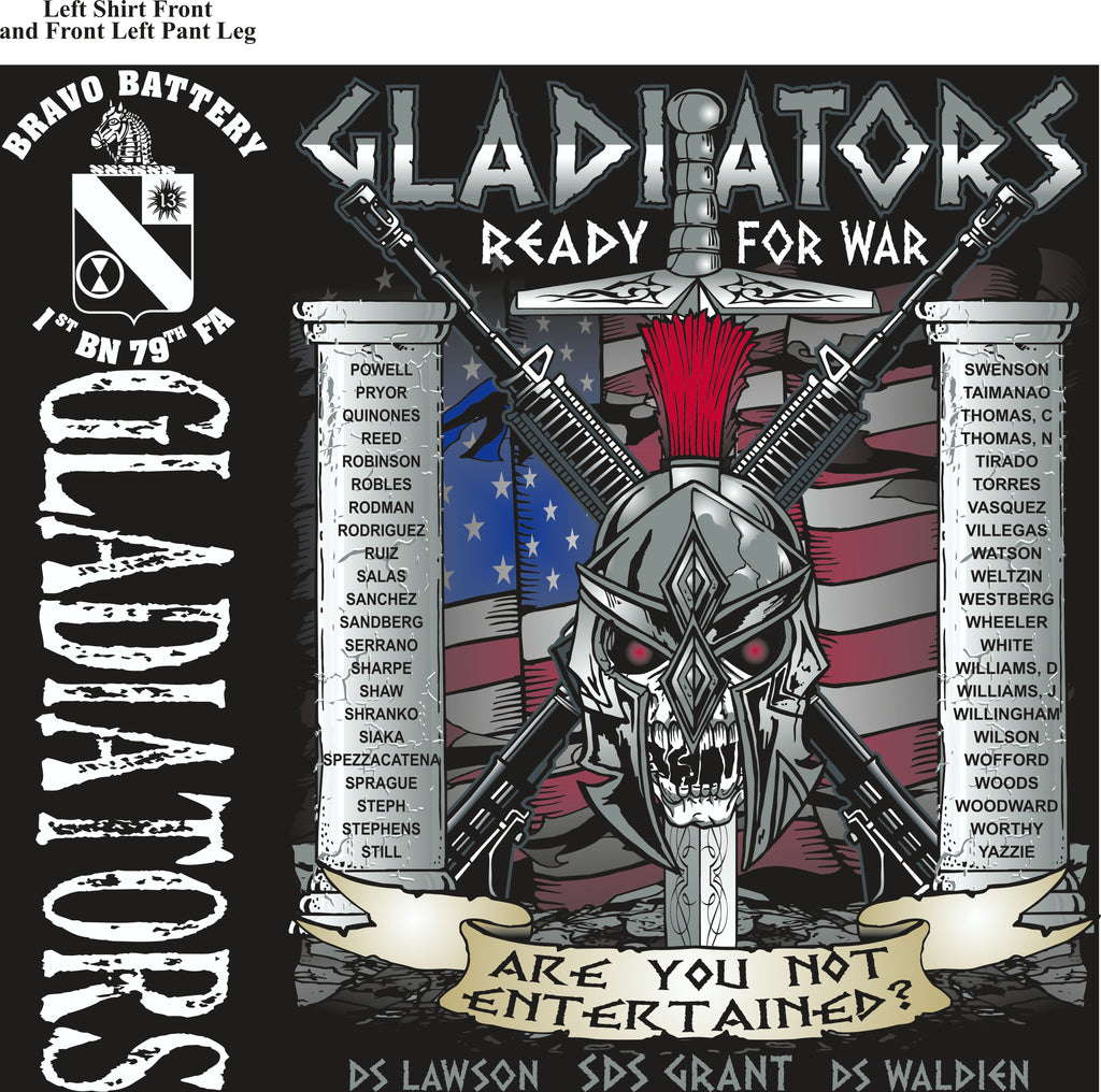 Platoon Shirts (2nd generation print) BRAVO 1st 79th GLADIATORS JULY 2018