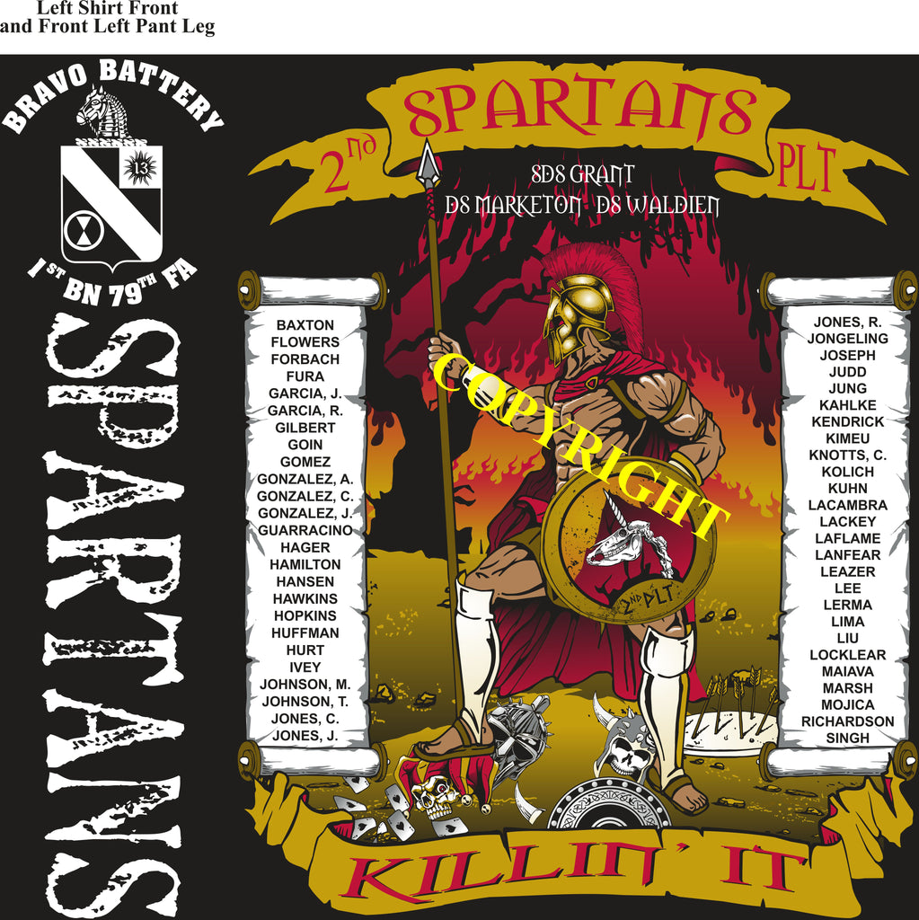 Platoon Shirts (2nd generation print) BRAVO 1ST 79TH SPARTANS APR 2019