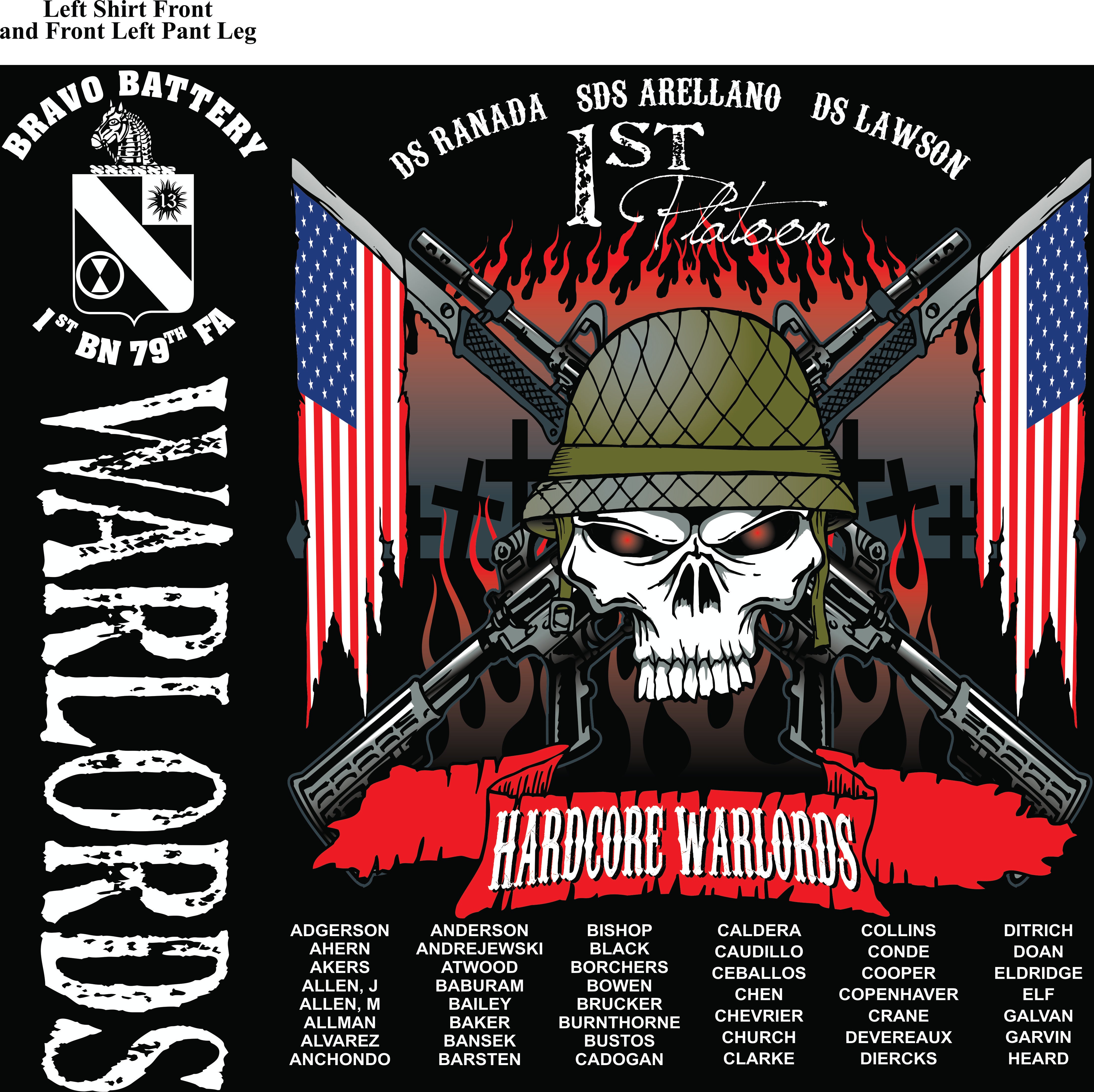 Platoon Shirts (2nd generation print) BRAVO 1st 79th WARLORDS SEPT 2018