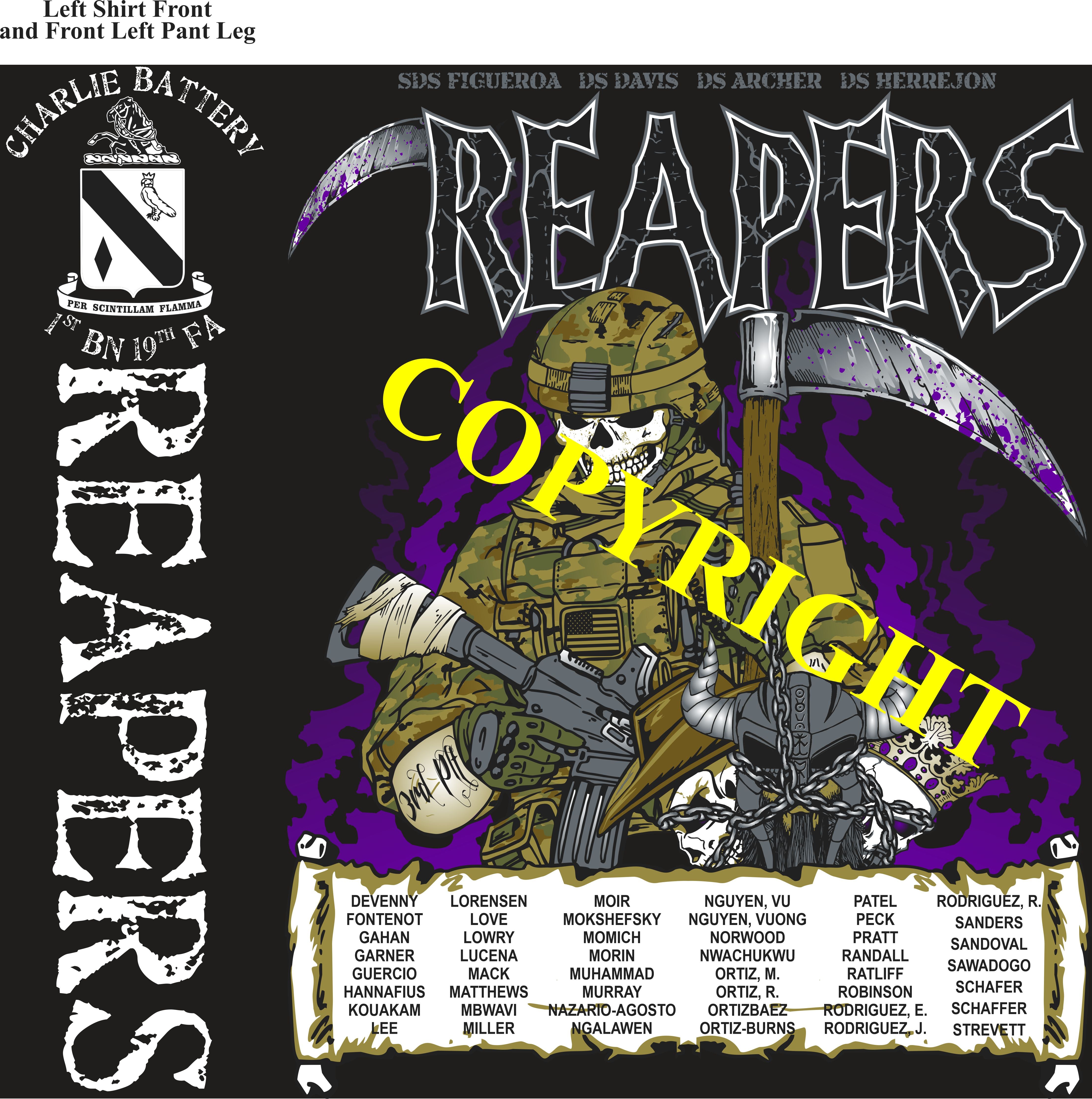 Platoon Shirts (2nd generation print) CHARLIE 1st 19th REAPERS APR 2021