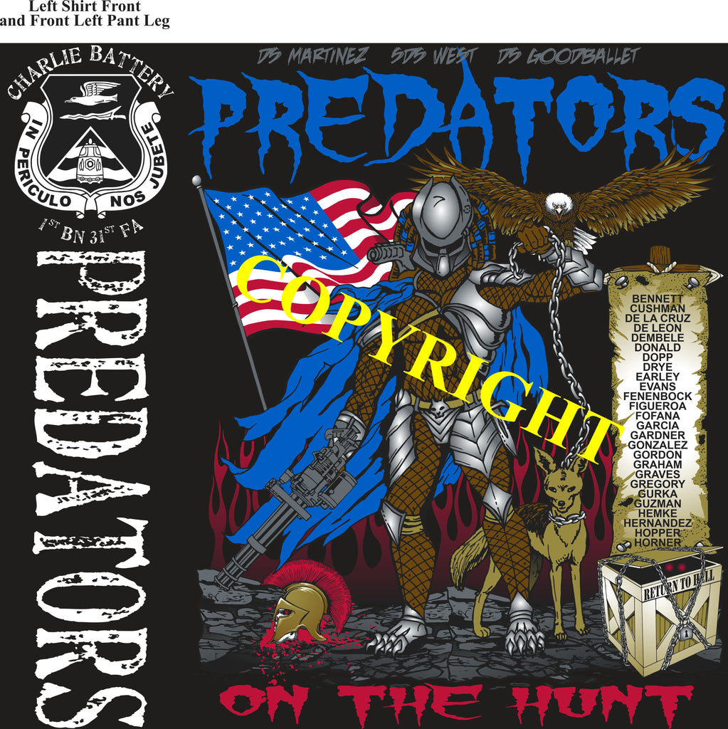 Platoon Shirts (2nd generation print) CHARLIE 1st 31st PREDATORS JULY 2020
