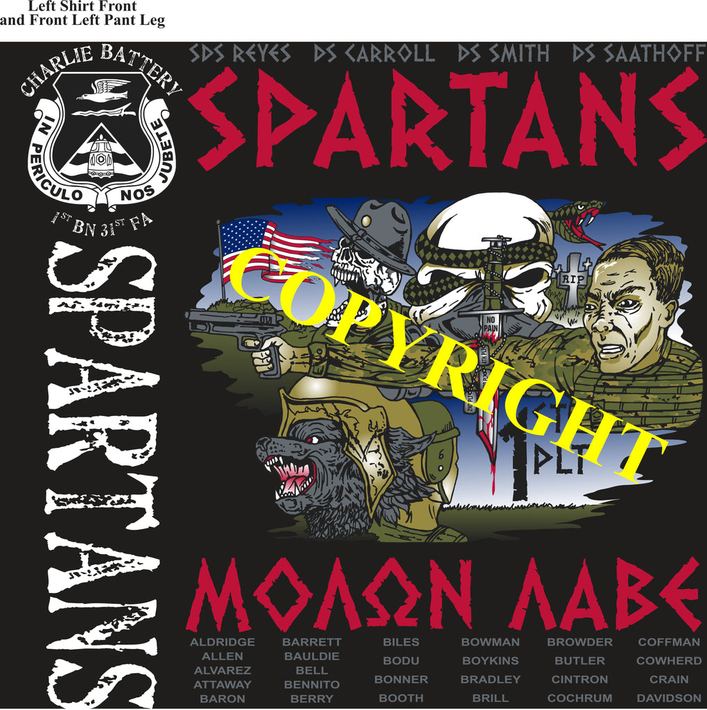 Platoon Shirts (2nd generation print) CHARLIE 1st 31st SPARTANS JULY 2020