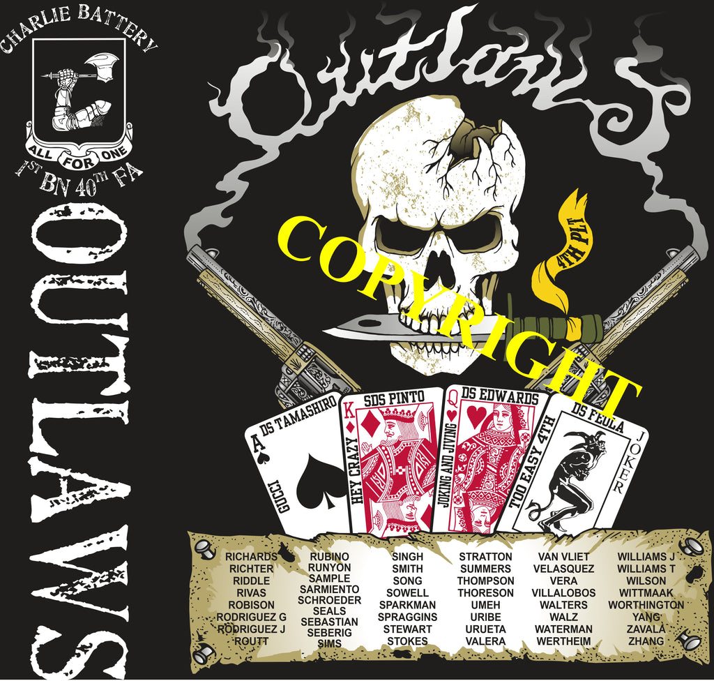 Platoon Shirts (2nd generation print) CHARLIE 1st 40th OUTLAWS MAY 2020
