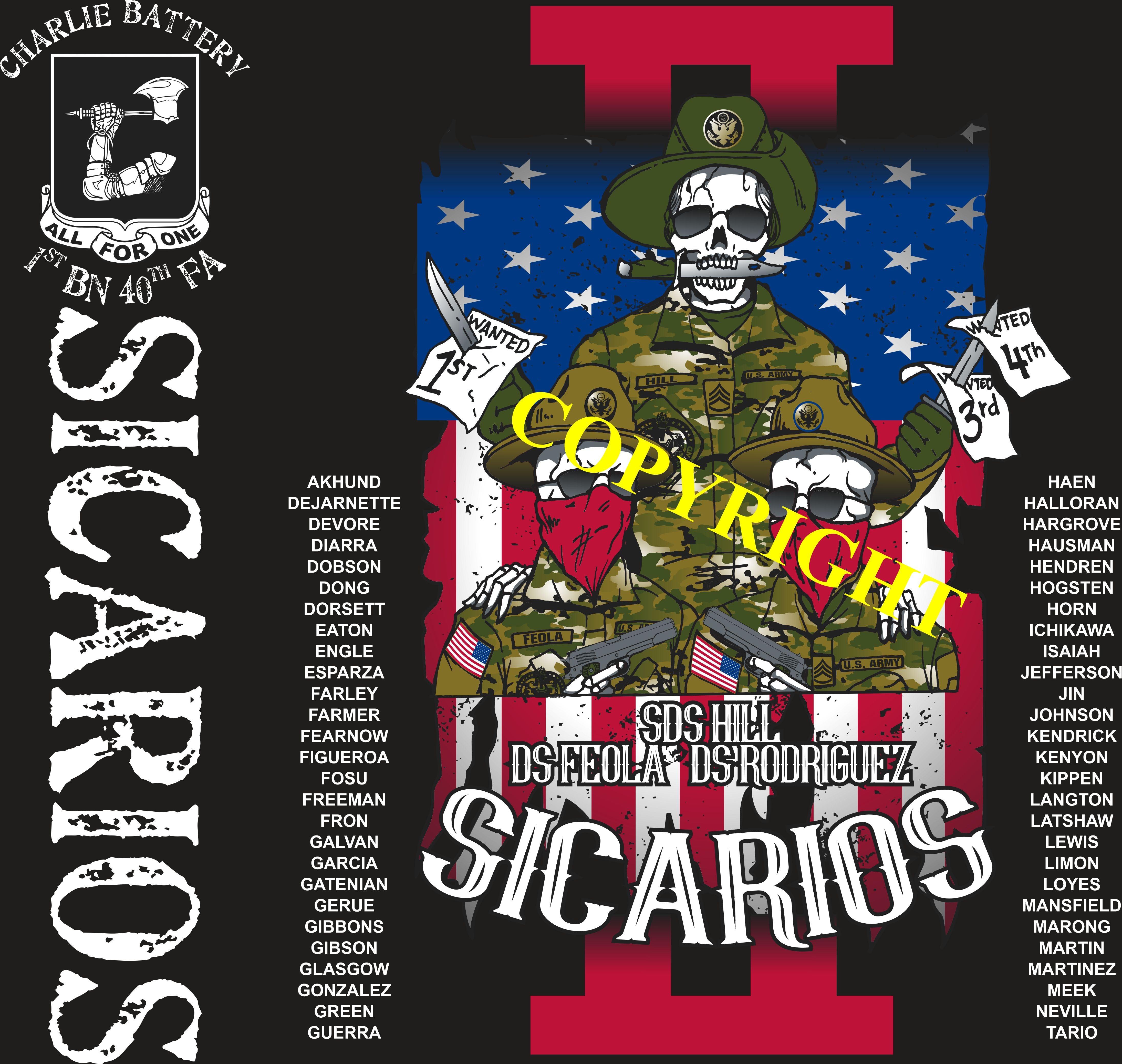 Platoon Shirts (2nd generation print) CHARLIE 1st 40th SICARIOS SEPT 2021