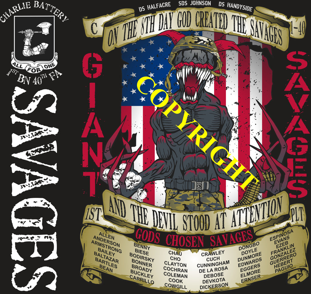 Platoon Items (2nd generation print) CHARLIE 1st 40th SAVAGES DEC 2022