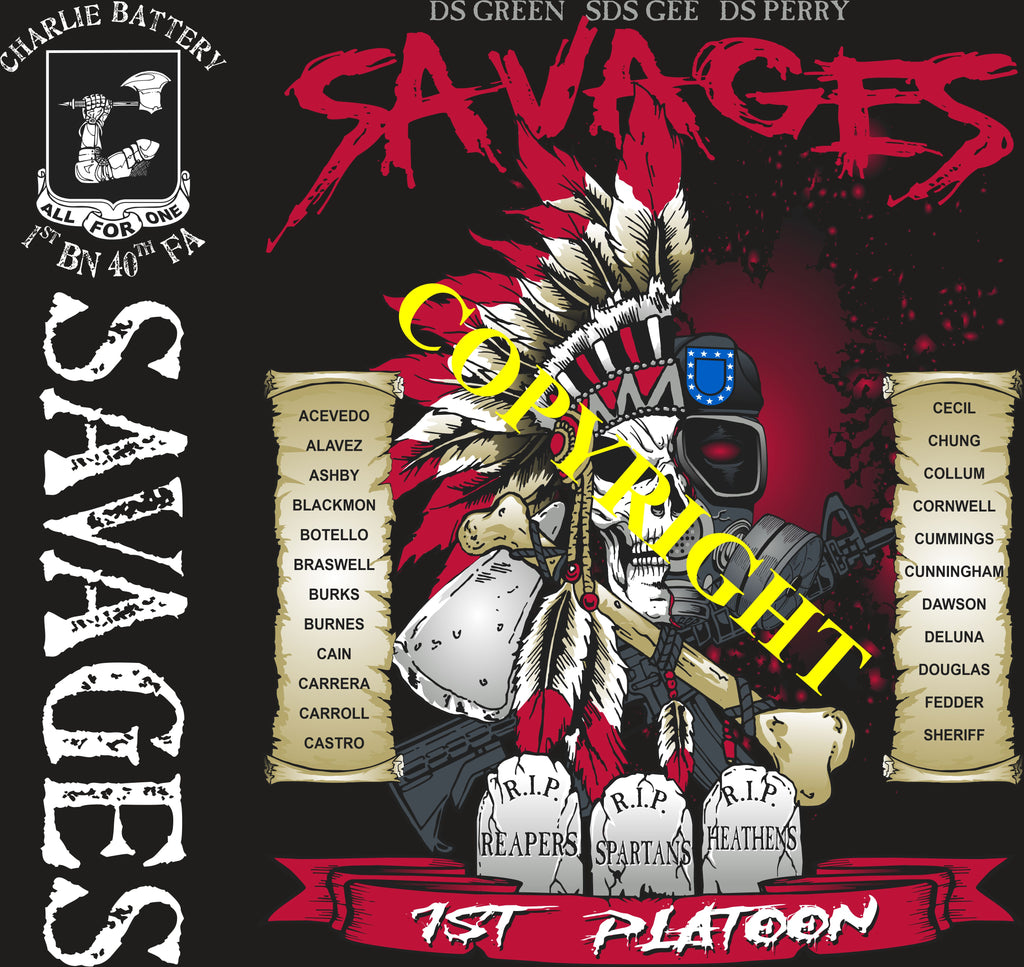 Platoon Items (2nd generation print) CHARLIE 1st 40th SAVAGES JUNE 2022