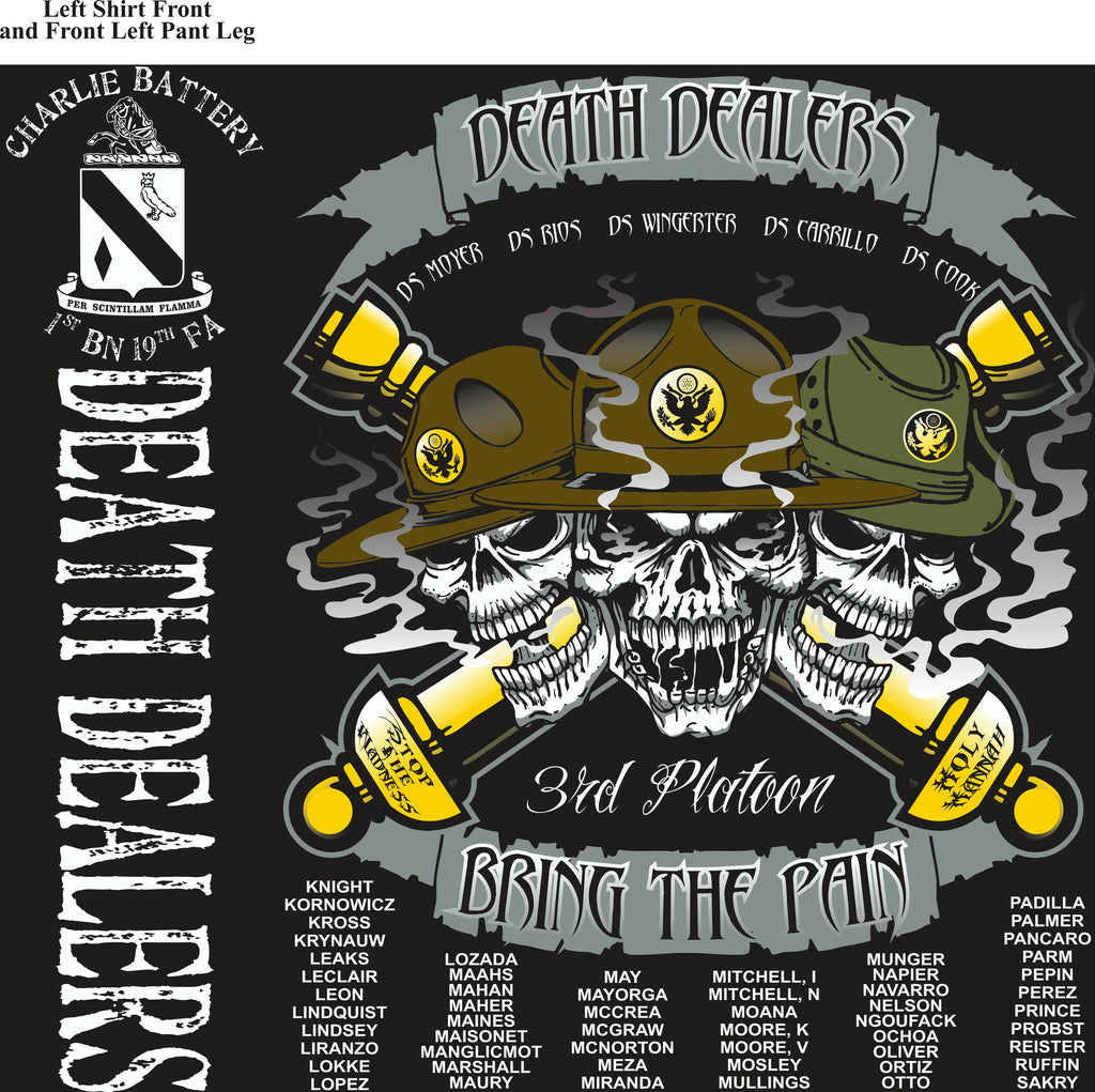 PLATOON SHIRTS (2nd generation print) CHARLIE 1st 19th DEATH DEALERS DEC 2016