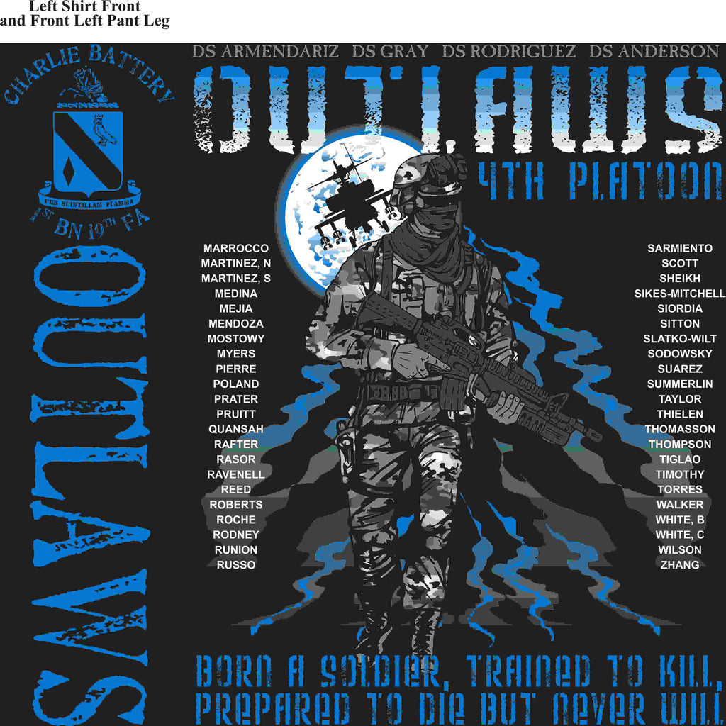 PLATOON SHIRTS (2nd generation print) CHARLIE 1st 19TH OUTLAWS MAY 2016