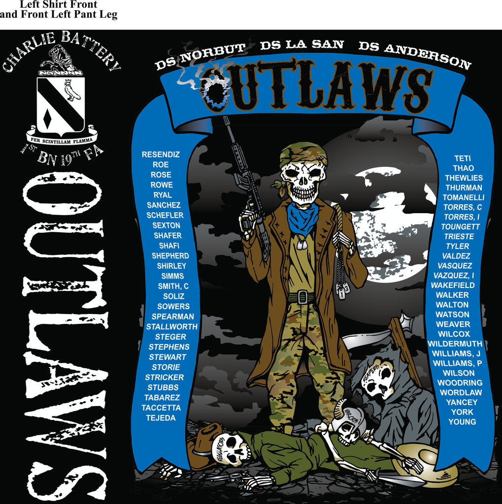 Platoon Shirts (2nd generation print) CHARLIE 1st 19th OUTLAWS SEPT 2018